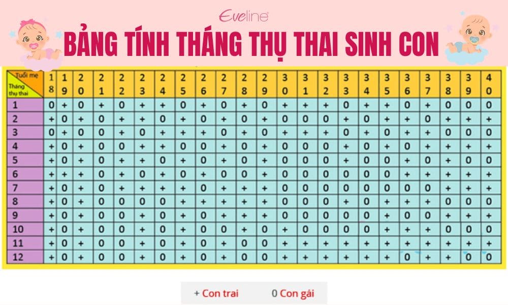 Bảng tính sinh con theo ý muốn