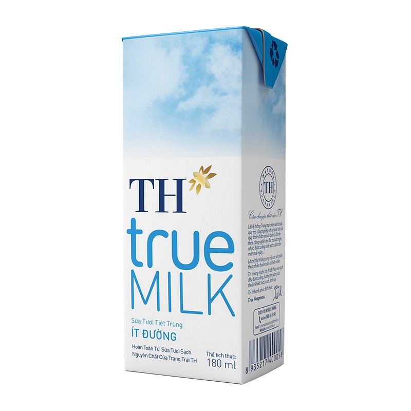 Thùng sữa tươi TH True Milk ít đường hộp 180ml