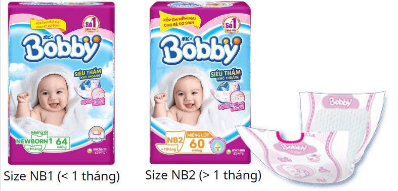 Miếng lót sơ sinh Bobby có 2 loại