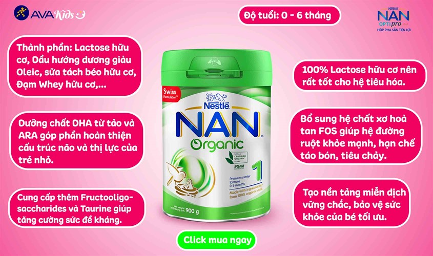 Sữa bột NAN Organic số 1 900g (0 - 6 tháng)