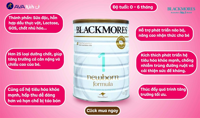 Sữa bột Blackmores NewBorn Formula số 1 900g (0 - 6 tháng)