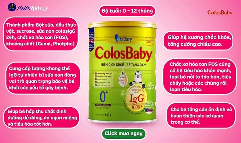 Sữa bột ColosBaby Gold 0+ hương vani 800g (0 - 12 tháng)