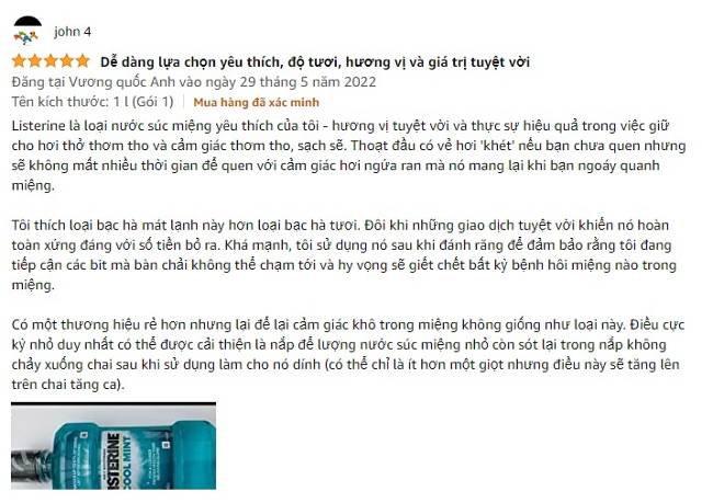 Nước súc miệng Listerine HEALTHY BRIGHT làm trắng răng