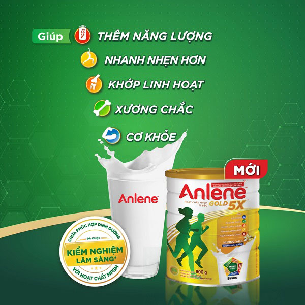 Sữa bột Anlene Gold 5X lon 800g hương vani, trên 40 tuổi