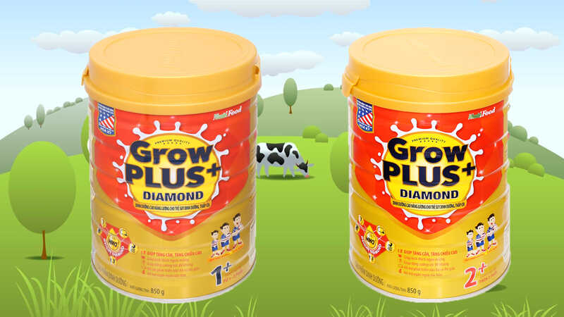 Sữa bột NutiFood Grow Plus+ Diamond 1+ và 2+