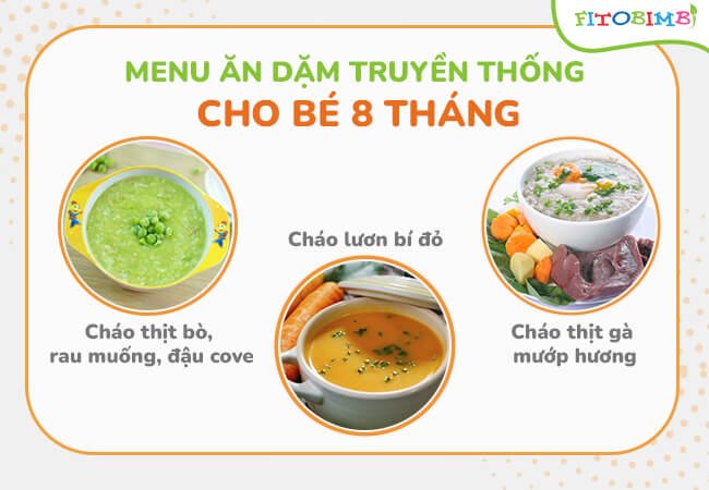 Thực đơn ăn dặm truyền thống cho trẻ 8 tháng tuổi